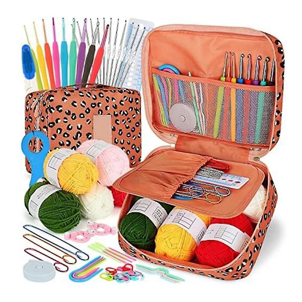 Crochet Kit Beginners Crochet Hook Set,58pcs Portable Crochet Set Ergonomic Crochet Hooks Travel Cr