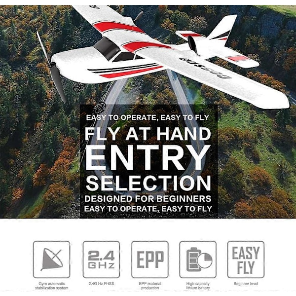 RC Flygplan, LBKR Tech 2 Kanaler Radiostyrt Flygplan Redo att Flyga, RC Flygplan med Inbyggt 6-Axis Gyro, Lättfluget Radiostyrt Flygplan för Barn Pojkar