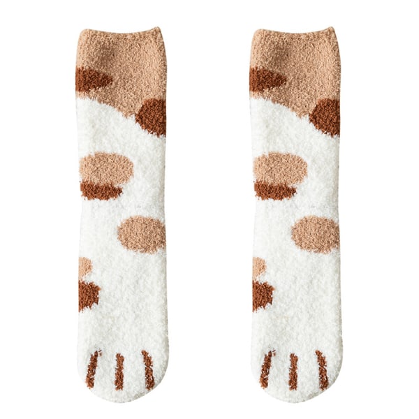 Söta strumpor dam vinter varm säng strumpor fluffiga strumpor Söt katt mönster Design-jbk white brown spots