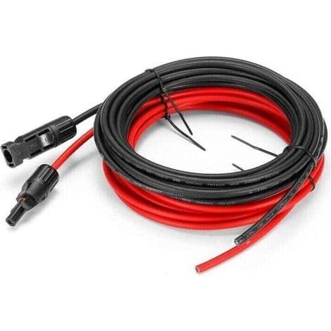 12 AWG 5m solpanel forlængerkabel med MC4 han- og hunstik, rød og sort sæt