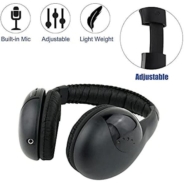 Hovetelefoner til TV Hi-res 5 i 1 Trådløst Headset Trådløse Hovetelefoner Hi-fi Trådløse RF Bluetooth Hovetelefoner med Mic til TV Videospil DVD PC
