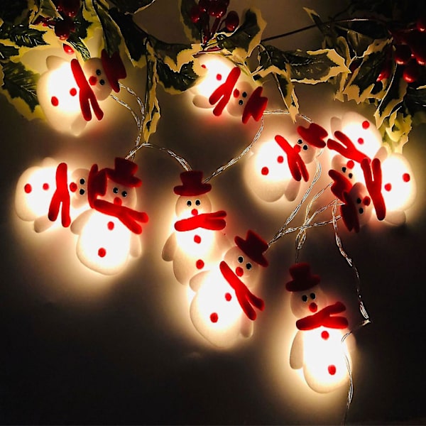 2020 Ny Jul Plysch Snögubbe Ljussträng Julgran Hängande Led Semesterfest Dekorativ Lykta-3m 20 Ljus-batterimodell (använder Tre Aa B