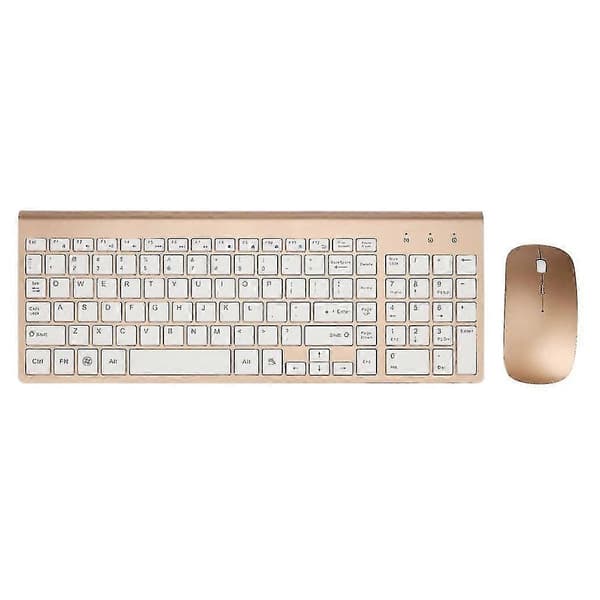 2.4 GHz trådløst tastatur og mus-sæt egnet til Mac PC Windowsxp/7 (guld)