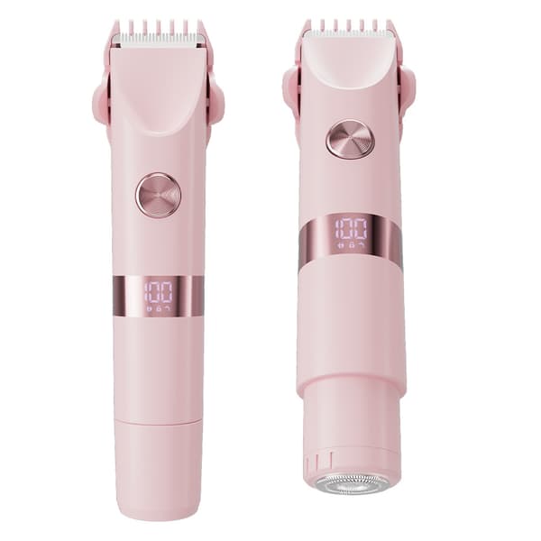 2-i-1 Elektrisk hårtrimmer, multifunksjonell, med digitalt display og vaskbar - Rosa - Enhet