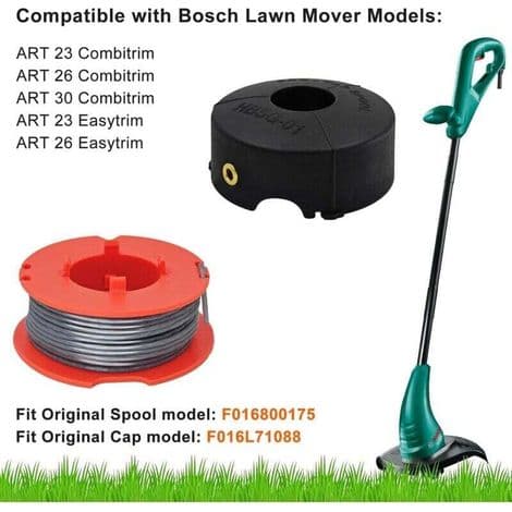 Erstatningsspole for Bosch ART 23/26/30 Combitrim Easytrim gresstrimmer, nylontrådspole for Bosch F016800175 (3 spoler + 1 hette)