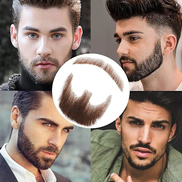 Falskt Skägg Realistiskt 100% Mänskligt Hår Fullt Handbundet Gettskägg Brun Passar för Män Makeup Underhållning/Drama (HZ06)
