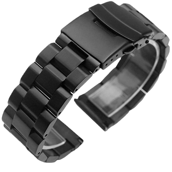 Solid trepärlor armband stege typ rostfritt stål svart handledsrem 18-24mm universal