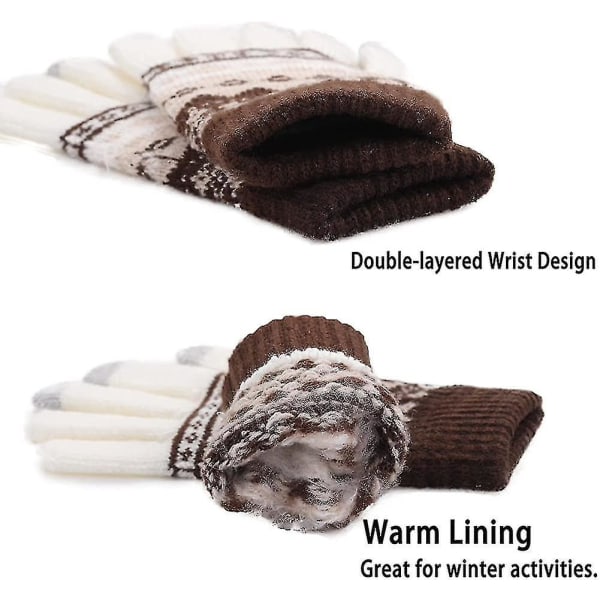 Creative fløjl fortykket varme strikkede handsker udendørs touch screen handsker, hvide jbk