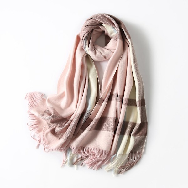 Klassisk Rutiga Tartan Cashmere Halsduk för Kvinnor Män Mjuk Rutig Frans Halsdukar Rosa