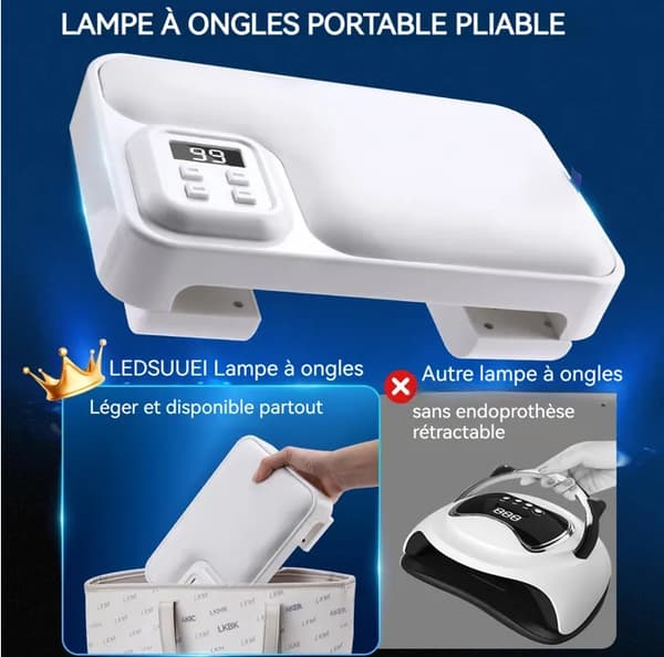 UV-neglelampe 26 x 17 x 9,5 cm 66 LED-pærer Digitalt foldbart design Fire-trins timer Smart sensor