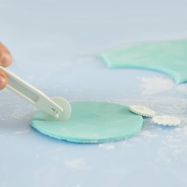 Fondantkutter og preger, 3 utskiftbare hjul, matvaregodkjent plast, hvit 1 stk