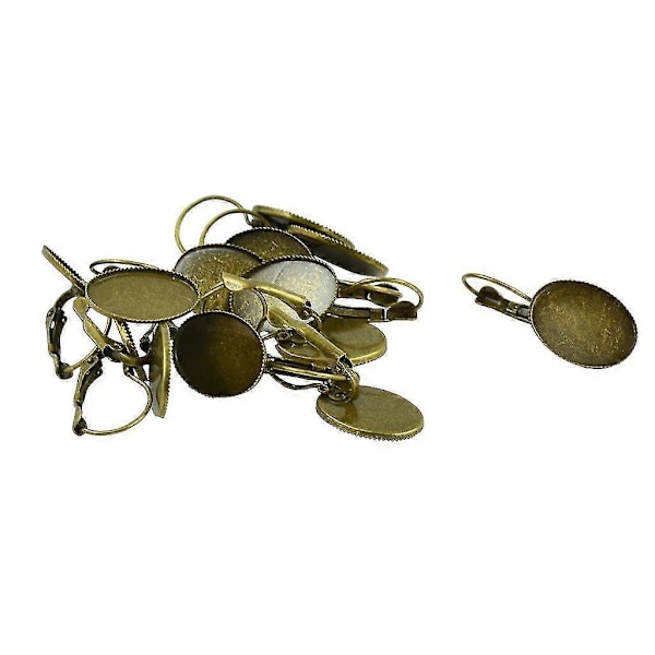 7x12 Stykker Levereback Ørering Krog Blank Bezel Cabochon Indstilling Bronze