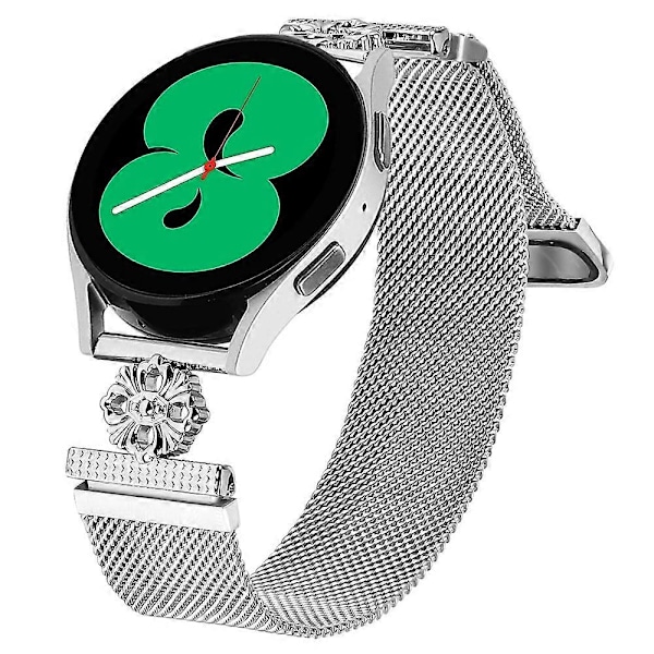 Type A Milanese rem til Samsung Galaxy Watch 42mm med blomstermotiv, rustfrit stål, magnetisk mesh urrem