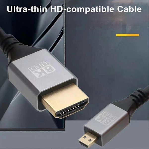 8K 60Hz Micro HDMI-kompatibel till HDMI-kompatibel Tvåvägs Videoadapterkabel Värddatorkabel Plug And Play Flexibel