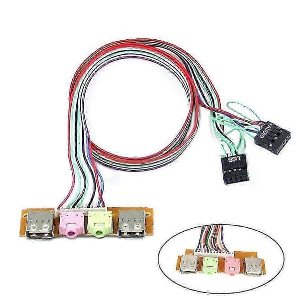 Ersättnings PC Dator Chassi Frontpanel USB Ljudport Mikrofon Hörlurskabel