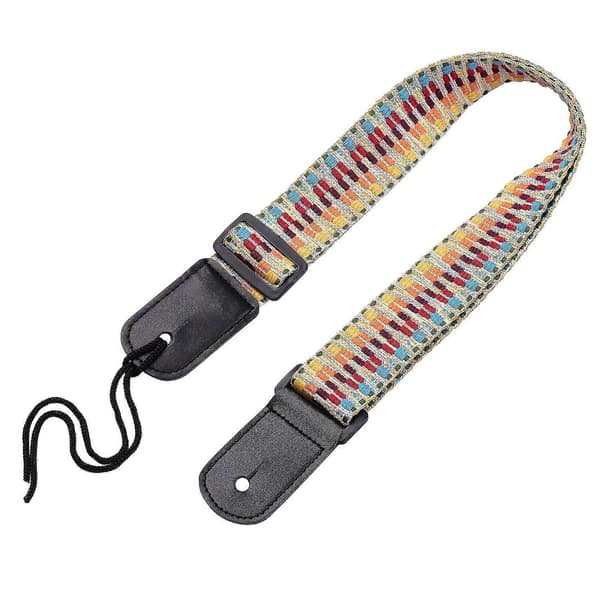 Justerbar Ukulele Rem Mjuk Bomull Regnbåge Vävd Axelrem Med Plastspänne Hängande Rep För Ukulele