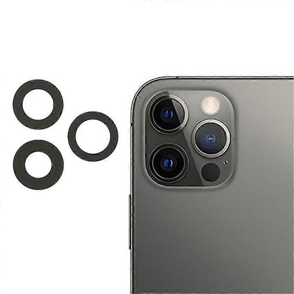 3 stk./sett Erstatning for bakre kameralinse deksel til iPhone 12 Pro Max 6,7 tommer