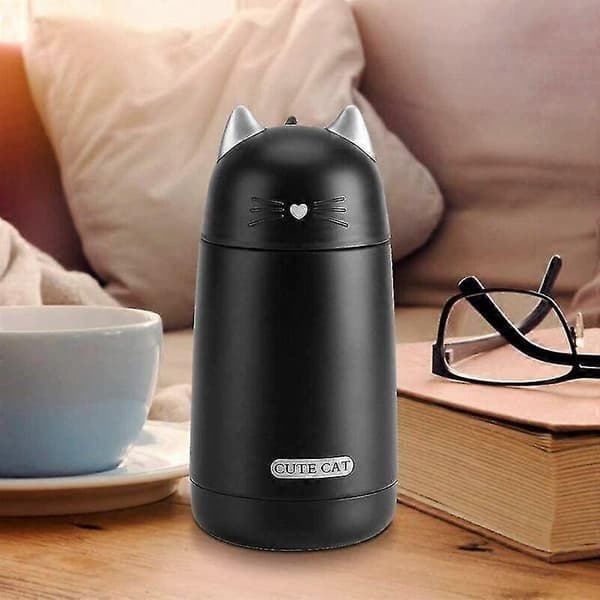 Katt Kopper 330 Ml, Termo Form, Varmtvannsflaske, Rustfritt Stål, Svart