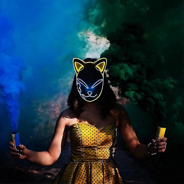 Demon Slayer Mask Anime Mask, Led Mask Demon Fox Mask För Demon Slayer #YoGu
