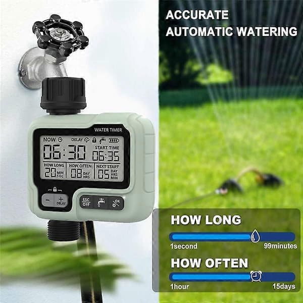 Digital sprinkler-timer, programmerbar vann-timer for hageslange, automatisk og manuell vanningskontroll
