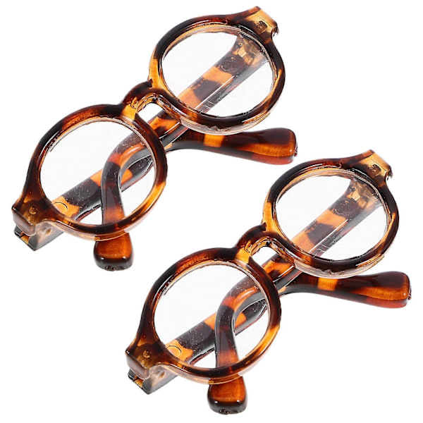 2 Par Dollglasögon Klä Upp Tillbehör Ögonfångande Dollglasögon för Doll Klä Upp-FÄRG: Leopard