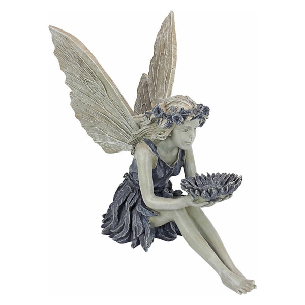 Solros blomma fairy ängel fågel matare staty trädgård dekoration harts ornament hantverk