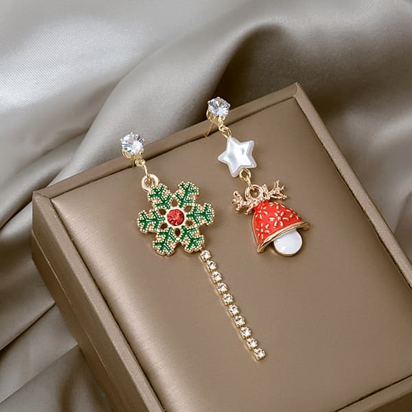 Asymmetric Christmas Earrings S925 Silver MultiColor