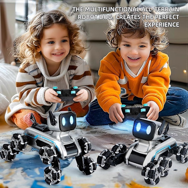 Fjernstyrte biler for barn og voksne, 8WD geststyrt RC stuntbil med lys og musikk, RC robot hundeleker, bursdagsgave til gutter og jenter