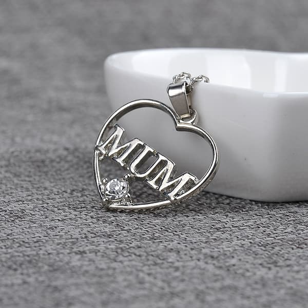 Hjertehalskjede til mamma sinklegering/rhinestone Sølv