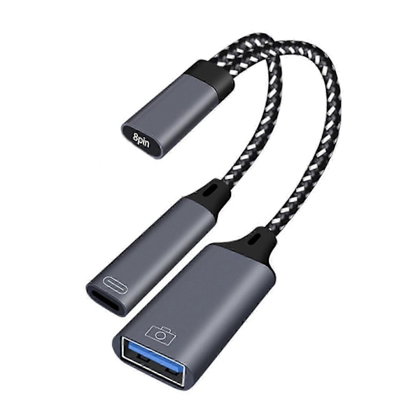 Telefonkonverteradapter med strømforsyningsgrensesnitt Plug and Play Høyhastighetsoverføring Anti-interferens 2 i 1 USB 3.0 OTG Ladeadapter