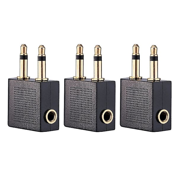 3-pak Flyadapter for Hodetelefoner, Gullbelagt Universal