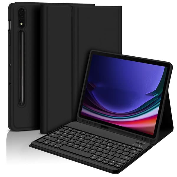 Bluetooth-tastaturcover + tastatur kompatibelt med Samsung Galaxy Tab A9+ 2023 (11 tommer) - Sort
