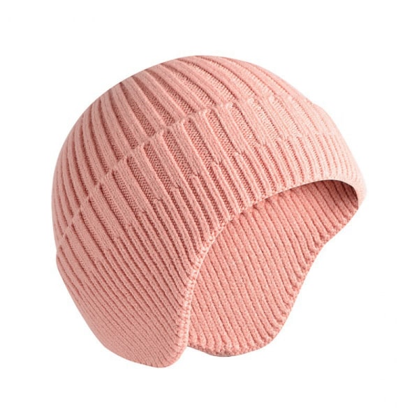 Neulottu pipo naisten läppäkorvainen talvipipo miesten hattu lämmin hattu pink