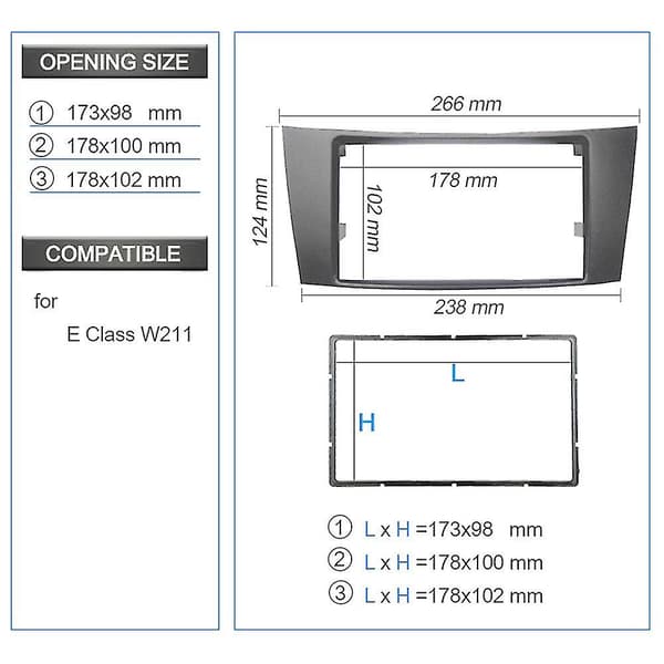 7 tommer 2din Kontrolpanel Radio Stereo Panel Til E Klasse W211 C219 2002-2010 Dvd Panel Audio Ramme