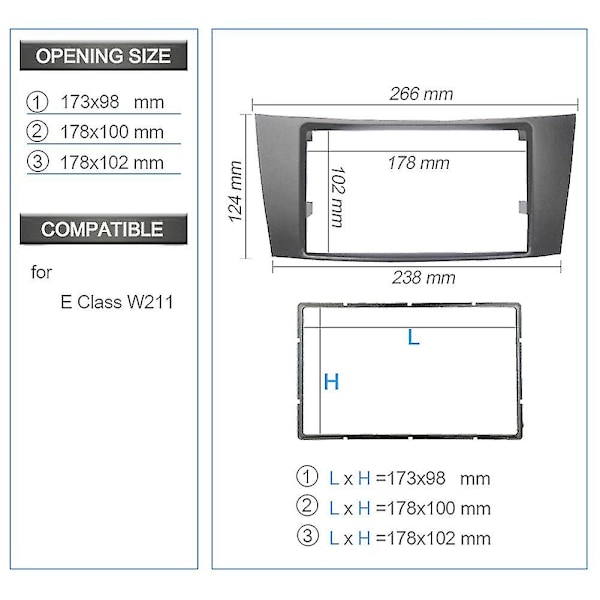 7 Tum 2din Kontrollpanel Radio Stereo Panel För E Klass W211 C219 2002-2010 Dvd Panel Audio Ram