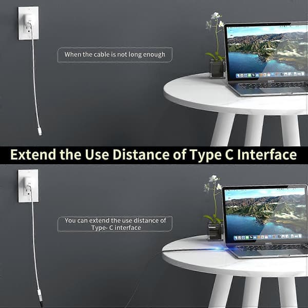 Thunderbolt 4 Förlängningskabel, USB-C Kabel Hane till Hona Stöder 8k/5k@60hz Video / 40gbps Dataöverföring / 100w Laddning (0.8m)