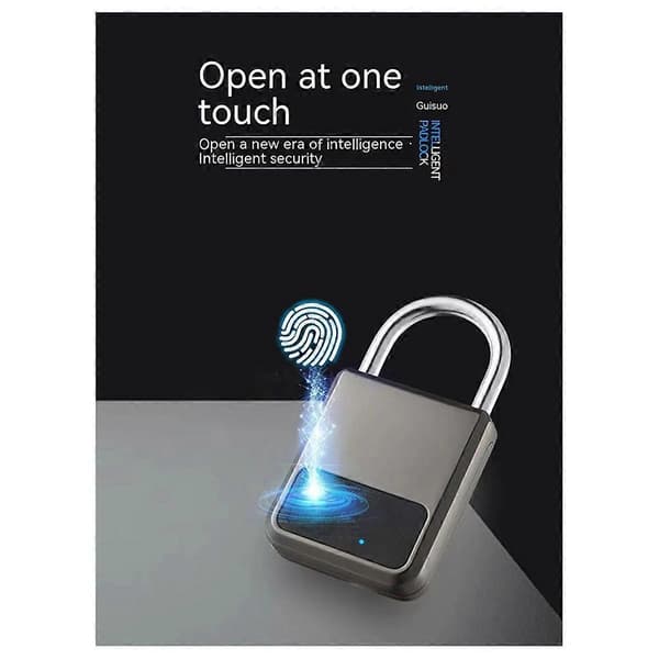 Smart Bærbar Fingeraftryk Tuya APP Hængelås med USB-nøgle Support til Nødsituation (Grå)