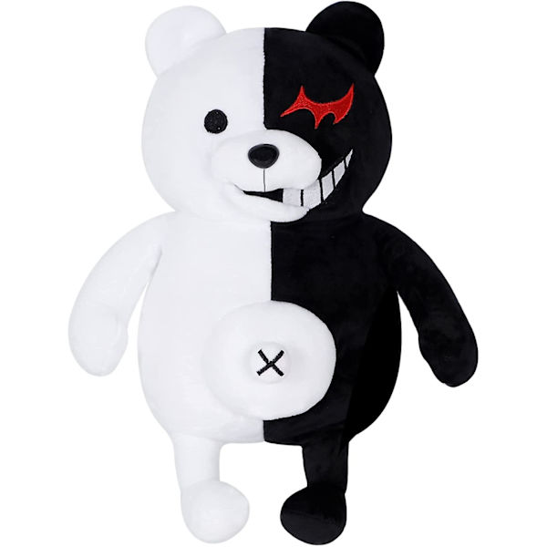 Cllayes svartvit björn, 25 cm Monokuma björn plyschdocka, stoppad björnpälsleksak, pojkar och flickors födelsedagsfest hemdekoration