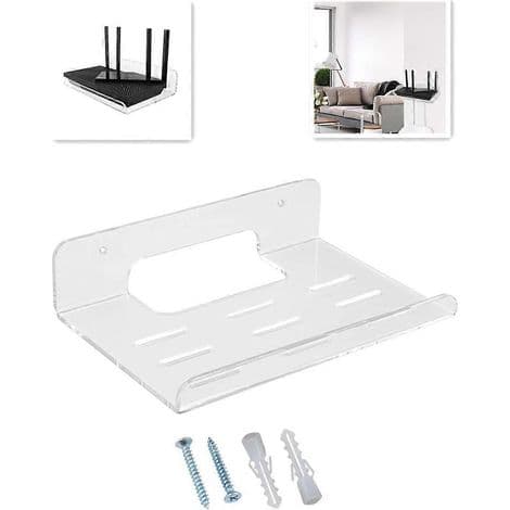 Väggfäste för WiFi-router, förvaringsställ för mini-PC, DVD-spelare, nätverkskontakt. Perfekt för sovrum, vardagsrum, kontor. Enkel att installera.