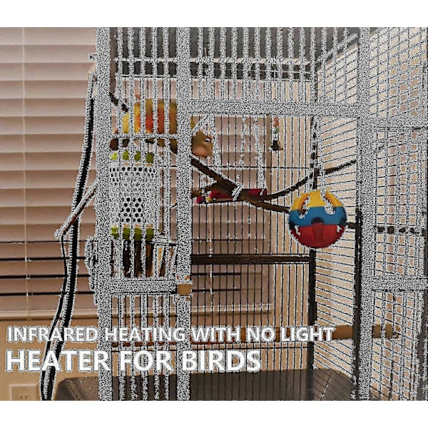 Älykäs linnun häkin lämmitin automaattisella lämpötilan säädöllä, kosketusturvallinen ja luotettava lämmitys 24/7, puremisenestojohdolla