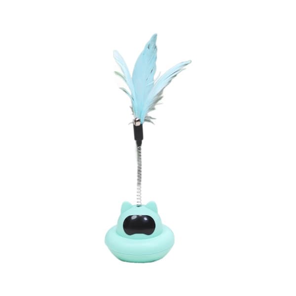 Interactive Cat Toy Tumbler with Feathers Blue