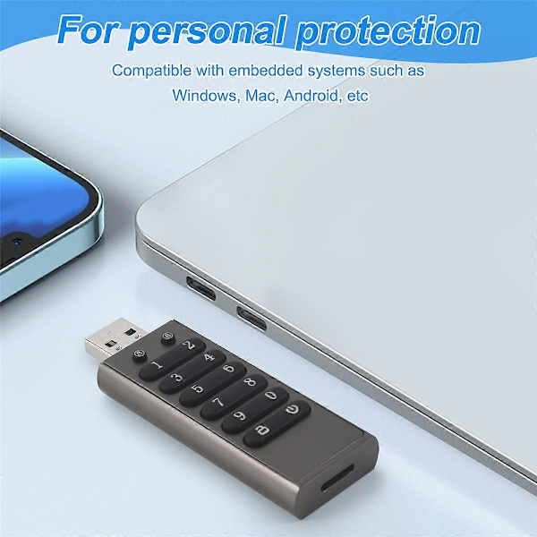 Turvallinen USB-muistitikku, Volkcam 32GB salattu USB-muistitikku laitteistopohjaisella salasanalla ja näppäimistöllä