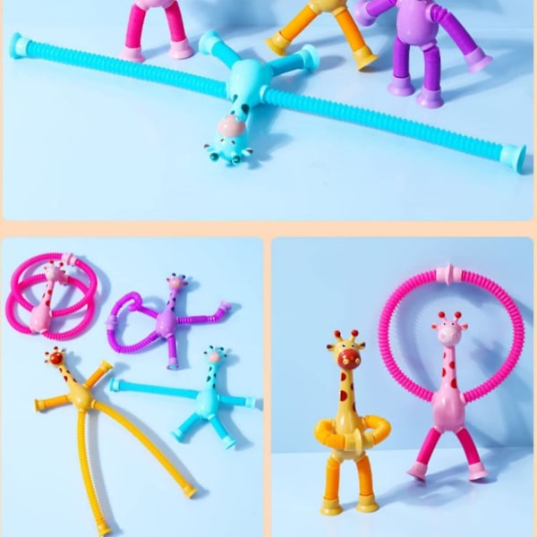 Teleskopisk Sugkopp Giraff Leksak, Pedagogisk Stressavlastande Leksak, Formförändrande Giraff Teleskopisk Pop Tube Leksak