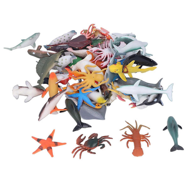 48 stk. Havdyr Legetøj Sikker Harmløs Plast Edukativ Mini Størrelse Ocean Serie Miniature Legetøj til 4 til 6 År Gamle