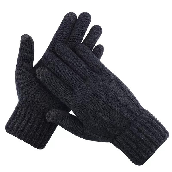Touch screen handsker vintervarme udendørs fleece strikkede kuldesikre handsker-jbk