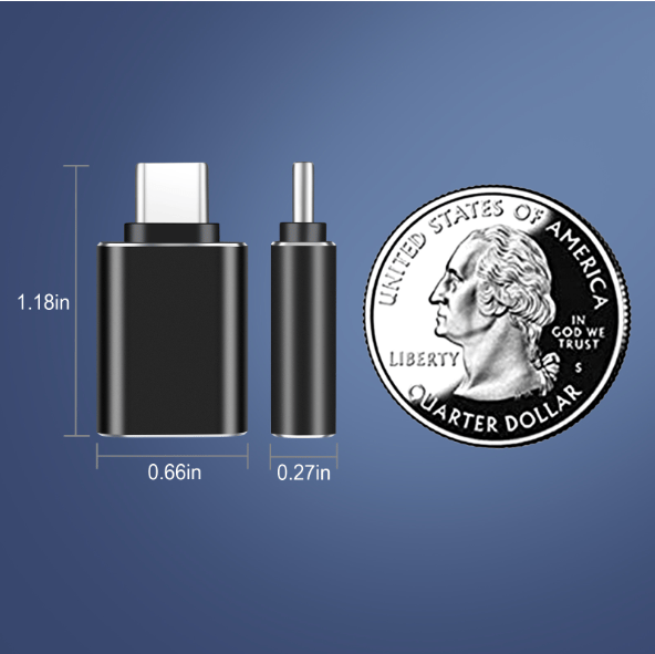 USB-C–USB 3.1 -sovitin, musta