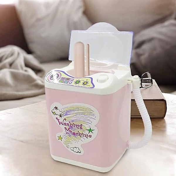 Mini Elektrisk Sminkborste Rengörare Smink Svamp Tvätta Maskin Dockhus Leksak