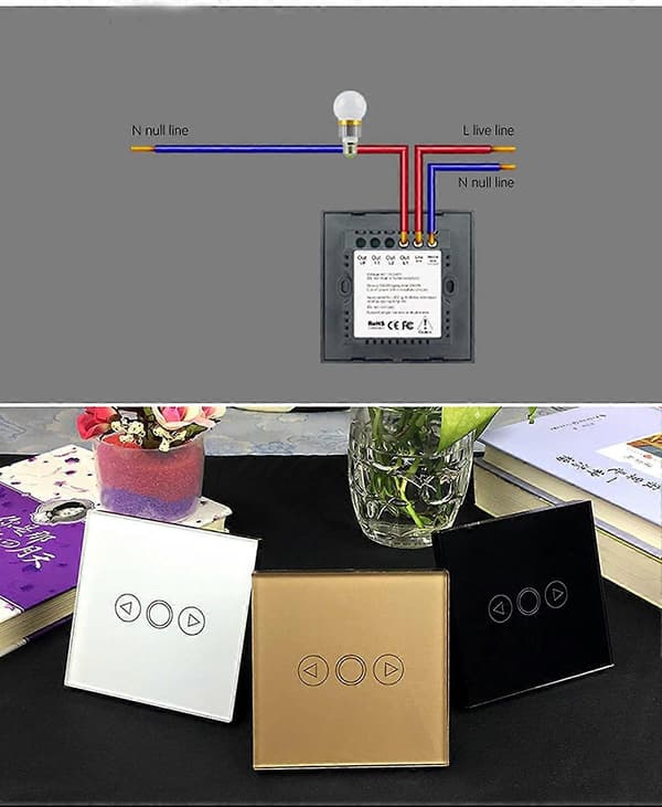 500W LED Berøringsdimmer Bryter Krystallpanel LED Lysbryter Hvit