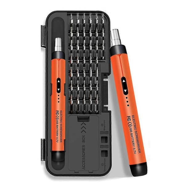 Elektrisk skruvmejselset Precision Power Tool Kit Laddningsbart Trådlöst Mini Små Bits För Mobil Cell Dator Orange
