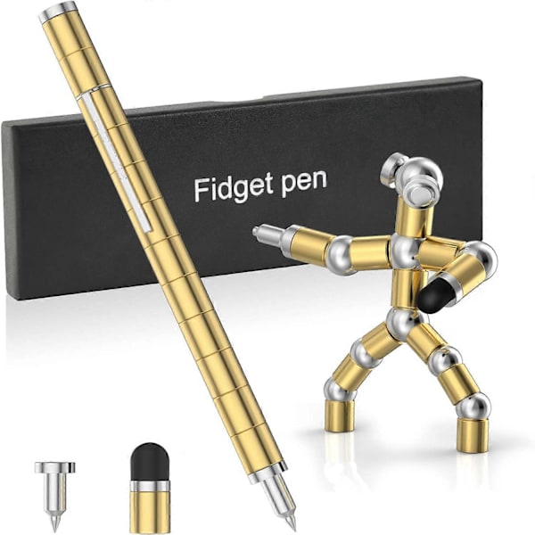 Magnetisk Kulspetspenna, Rolig Multifunktionell Magnetisk Penna (Guld)